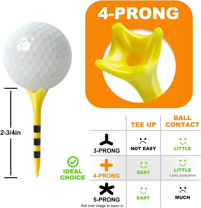 Full Choice Professional Plastic Golf Tees 100 Pack (3-1/4" or 2-3/4"), Enhanced Durability & Stability, Engineered to Minimize Friction and Side Spin - Image 3